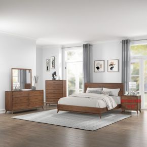 Liberty Furniture 604-BR-KPLDM Century Modern - 3 Piece Bedroom Set (King Platform Bed, Dresser & Mirror) - Walnut