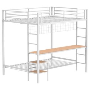 Coaster Fine Furniture 460209WHT Campus - Metal Full Over Twin Workstation Bunk Bed - Matte White