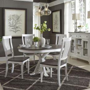 Liberty Furniture 417-DR-5PDS Allyson Park - 5 Piece Pedestal Table Set - Wirebrushed White / Charcoal