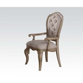 ACME 66053 Chelmsford - Arm Chair (Set of 2) - Beige Fabric & Antique Taupe