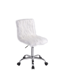 ACME OF00120 Arundell - Office Chair - White Faux Fur & Chrome Finish