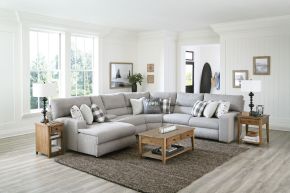 Catnapper 615/07/04/08/05/09/02-38 Rockport - 6 Piece Power Reclining Sectional With Lay-Back LSF Chaise And 2 Lay-Flat Reclining Seats - Gray