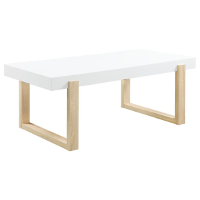 CoasterEssence 753398 Pala - Rectangular Coffee Table - White High Gloss And Natural
