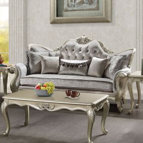 ACME LV03820 Libertee - Sofa With 5 Pillows - Beige Fabric & Champagne