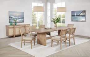 Coaster Fine Furniture 109381-S7 Kailani - 7 Piece Rectangular Wood Dining Table Set - Beige Oak