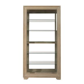 Pulaski Furniture P021767 Light Wood Modern 5-Shelf Sliding Door Curio With LED Light - Light Brown