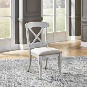 Liberty Furniture 303W-C3001S Ocean Isle - Upholstered X Back Side Chair - Antique White