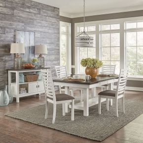 Liberty Furniture 182-CD-5TRS Brook Bay - 5 Piece Trestle Table Set (Ladder Chair Back) - White