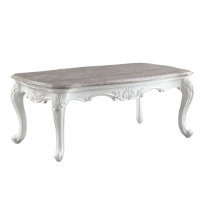 ACME 84310 Ciddrenar - Coffee Table - Marble Top & White Finish