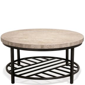 Riverside Furniture 77701 Capri - Round Coffee Table - Alabaster Travertine