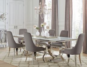 CoasterElevations 108811-S7G Antoine - 7 Piece Rectangular Glass Top Dining Table Set - Gray