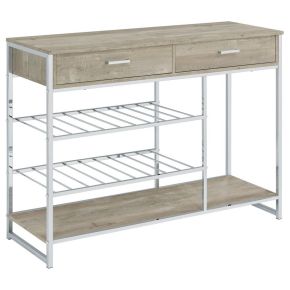 Coaster Fine Furniture 182275 Melrose - 2-Drawer Home Bar Storage With Wine Rack Gray - Gray