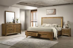 New Classic 00-B1424-14N Talcott - 6/6 Eastern King 4 Piece Bedroom Set (Bed & Dresser & Mirror & Nightstand) - Light Brown