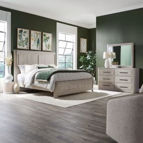 Liberty Furniture 522-BR-KPBDM Modern Play - 3 Piece Bedroom Set (King Panel Bed, Dresser & Mirror) - Natural White