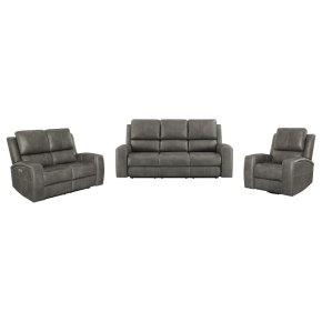 Coaster Fine Furniture 603431PPP-S3 Brickston - 3 Piece Triple Power Reclining Sofa Set - Charcoal