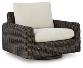 Signature Design by Ashley® P711-821 Kimora - Swivel Glider Lounge With Cushion - Beige / Dark Brown
