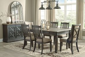 Signature Design by Ashley® D736/25/01(4)/02(2)/60 Tyler Creek - 8 Pc. - Dining Room Table, 4 Side Chairs, 2 Upholstered Side Chairs, Server - Dark Gray