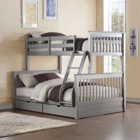 ACME 37755 Haley II - Twin Over Full Bunk Bed With Storage - Gray