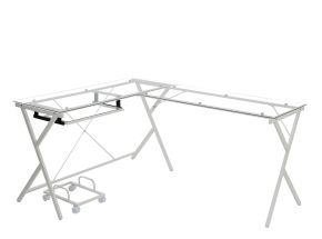 ACME OF00048 Dazenus - Computer Desk - Clear Glass Top & White