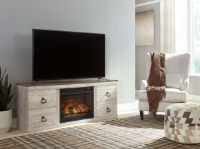Signature Design by Ashley® EW0267W8 Willowton - Whitewash - TV Stand With Electric Fireplace