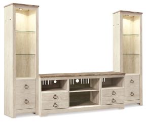 Signature Design by Ashley® W267W16 Willowton - Whitewash - 3-Piece Entertainment Center