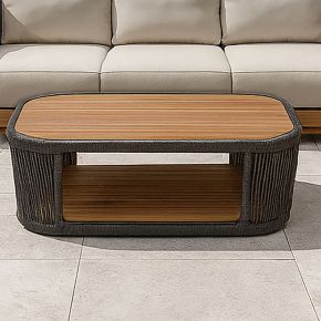 New Classic G5551-CTR Veranda - Rope And Wood Coffee Table - Natural / Gray / Brown