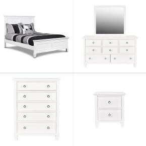 New Classic 02-044W-35C Tamarack - Queen 5 Piece Bedroom Set (Bed, Dresser, Mirror, Nighstand, Chest) - White