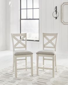 Ashley Furniture D642-124 Robbinsdale - Upholstered Barstool (Set of 2) - Antique White
