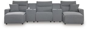 Ashley Furniture 65906S41 Ashley Furniture 65906S41 Modmax II - 5-Piece Power Reclining Sectional With Double Chaise, Power Armless Recliner And 2 Consoles - Salt And Pepper