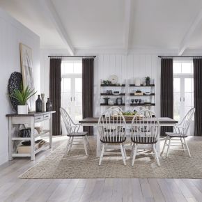 Liberty Furniture 139WH-CD-7TRS Farmhouse - 7 Piece Trestle Table Set - White