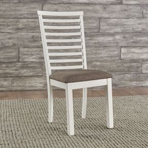 Liberty Furniture 182-C2001S Brook Bay - Upholstered Ladder Back Side Chair - Textured White / Carbon Gray