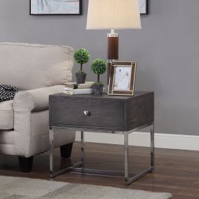 ACME 81172 Iban - End Table - Gray Oak & Chrome