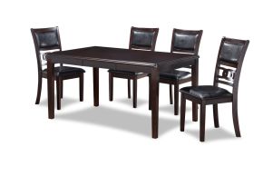 New Classic D1701-160-EBY Gia - 5 Piece Dining Set (Table & 4 Chairs) - Ebony