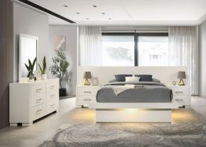 CoasterEssence 202990KE-S5P Jessica - 5 Piece Eastern King LED Bedroom Set - Cream White
