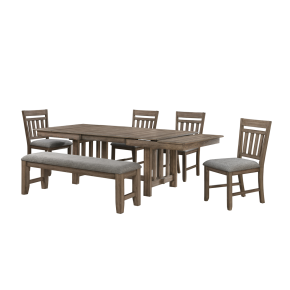New Classic 40-3412-D4CB Harrisburg - Dining Table & 4 Chairs & Bench - Brown