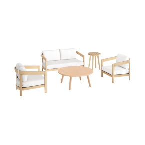 New Classic 60-G5511-L5S Wesley - 5 Piece Outdoor (Loveseat & 2 Chairs & Coffee & End Table) - White
