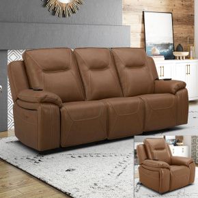 Liberty Furniture 7018BU-UPH-SOREC Callihan - Sofa & Recliner - Brown