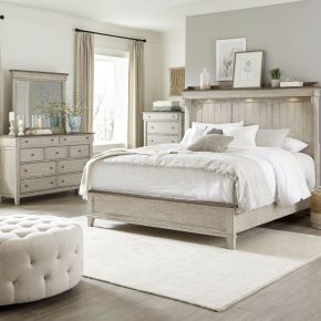 Liberty Furniture 457-BR-CKMDMC Ivy Hollow - 4 Piece Bedroom Set (California King Mantle Bed, Dresser & Mirror, Chest) - White