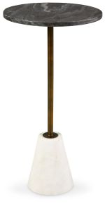 Ashley Furniture A4000540 Caramont - Accent Table with White Base - Black / White / Gold Finish