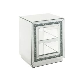 ACME 84737 Noralie - 24"H End Table With 2 Tier Shelf - Mirrored & Faux Diamonds