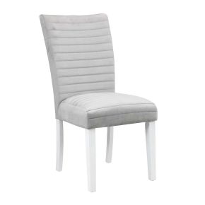 ACME DN00815 Elizaveta - Side Chair (Set of 2) - Gray Velvet, Faux Crystal Diamonds &White High Gloss Finish