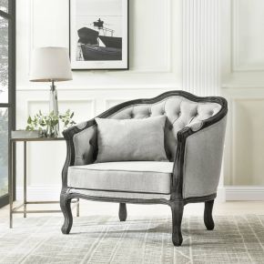 ACME LV01129 Samael - Chair With Pillow - Gray Linen & Dark Brown