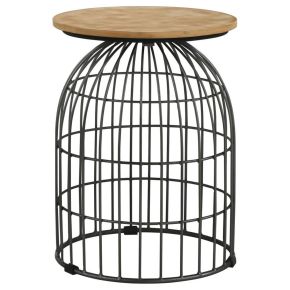 CoasterEssence 935860 Bernardo - Round Wire Frame Side Table - Natural And Gunmetal