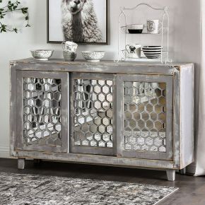 Furniture of America EM-AC091GY Brianna - Cabinet - Weathered Gray