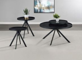 Coaster Fine Furniture 706268-S3 Briggs - 3 Piece Round Coffee And End Table Set - Black