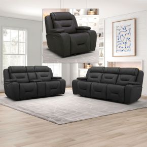 Liberty Furniture 7019CO-UPH-SOLOREC Chapman - Sofa With Loveseat & Recliner - Dark Gray