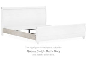 Signature Design by Ashley® B267-96 Willowton - Queen Sleigh Rails with Faux Plank Design - Whitewash
