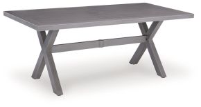 Ashley Furniture PCP418-625 Half Moon Beach - Rectangular Dining Table With Umbrella Option - Gray