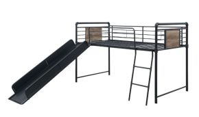 ACME 38315 Cordelia - Twin Loft Bed With Slide - Antique Oak, Sandy Black & Dark Bronze Hand-Brushed