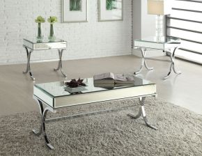 ACME 81195 Yuri - Coffee Table - Mirrored Top & Chrome